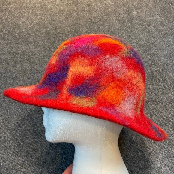 Handmade Colorful Tie Dye Merino Wool Felted Sauna Cap Bucket Hat One of a Kind main image 8
